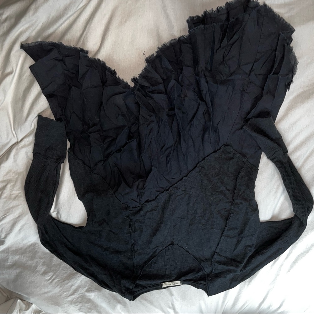 Free people black blouse long sleeve